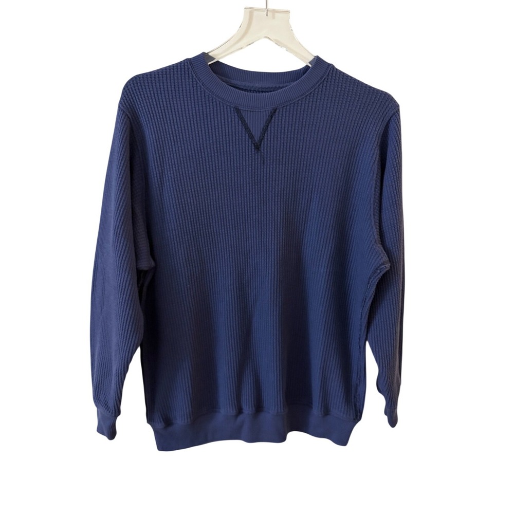 Aerie Big Chill Waffle Knit Pullover Blue Oversized XXS NWT